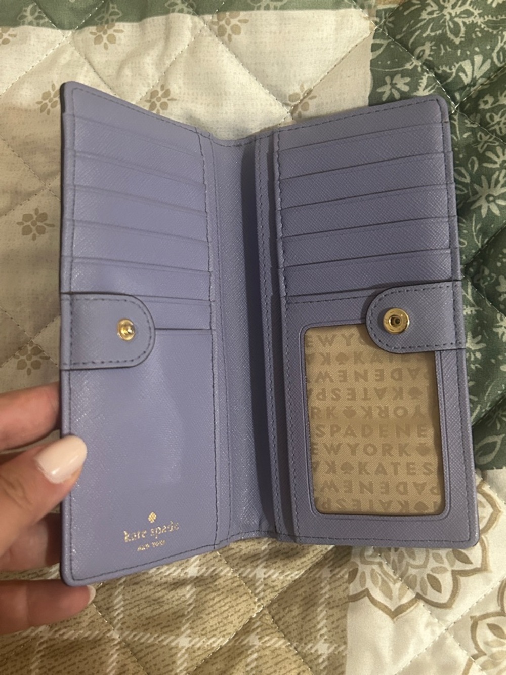 kate spade Lavender Saffiano Continental Wallet with Gold Plaque - Picture 4 of 7